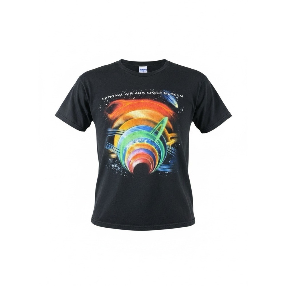 Vintage Solar System Space T Shirt Adult XL Black Smithsonian Planets Science